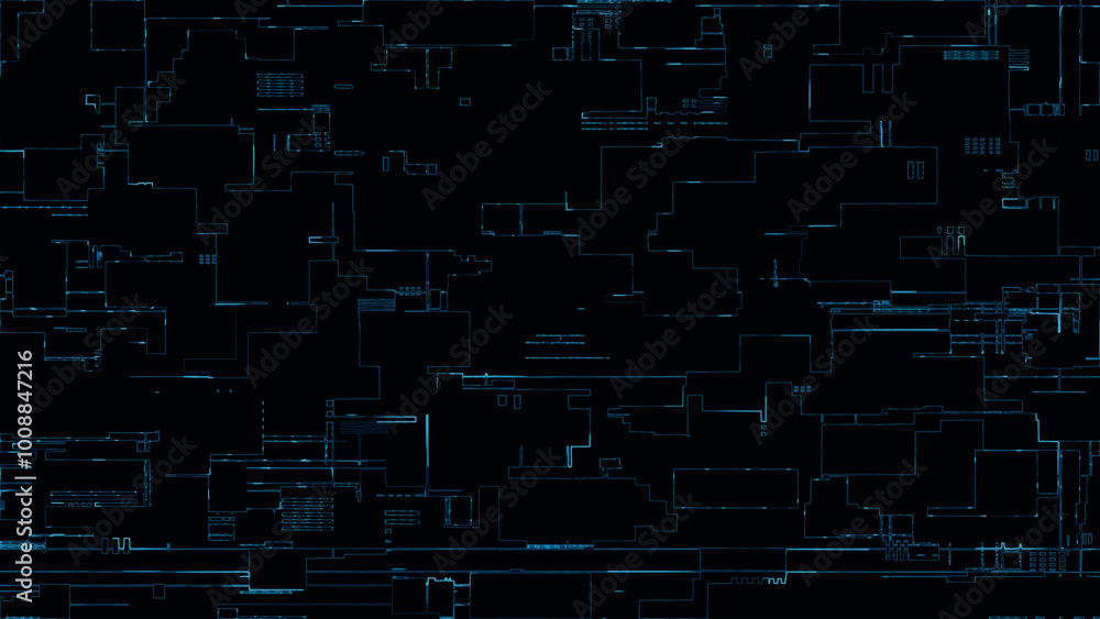 Poster printed circuit board. visualization of printed circuit board processor chip, digitalization of neur
