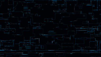 Printed circuit board. Visualization of printed circuit board processor chip, digitalization of neural networks and cloud computing. Digital pulses transmit data. Electronic circuit board. Vector.