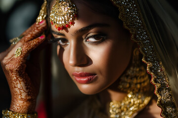 Indian woman preparing a fashion show backstage, Indian girl, Young, Traditional indian clothes