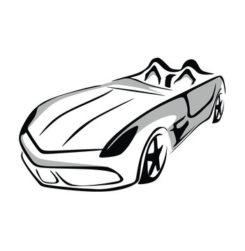recommend clip art: Vector illustration of car outline hand drawn on white background. Car auto line art black and white. Sport car creative silhouette. Auto or automobile
