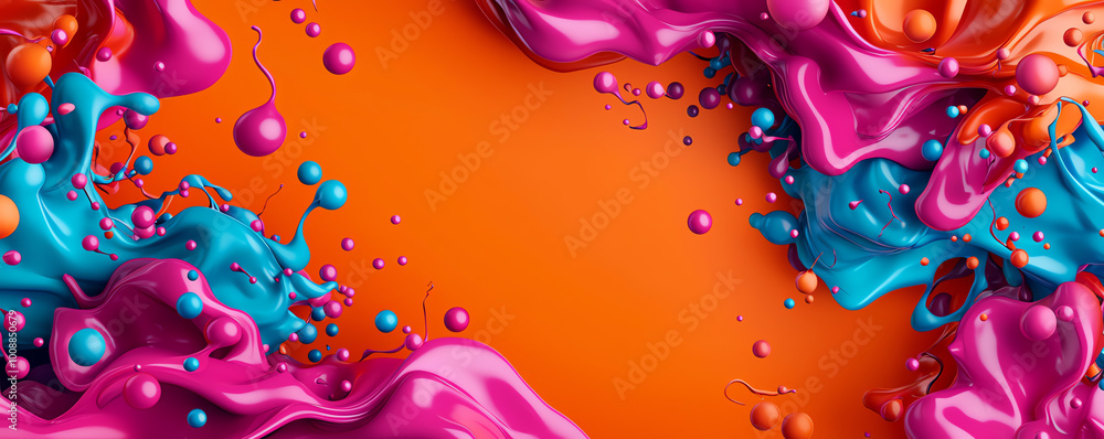 Poster abstract background featuring back tone and strong contrast between geometric patterns and organic f