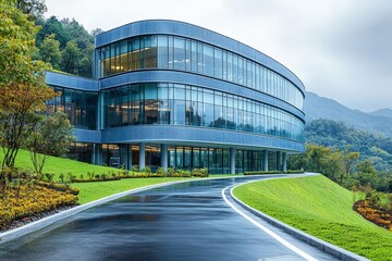 Obraz premium Empty road at building exterior , isolated on white background, , copy space for text,