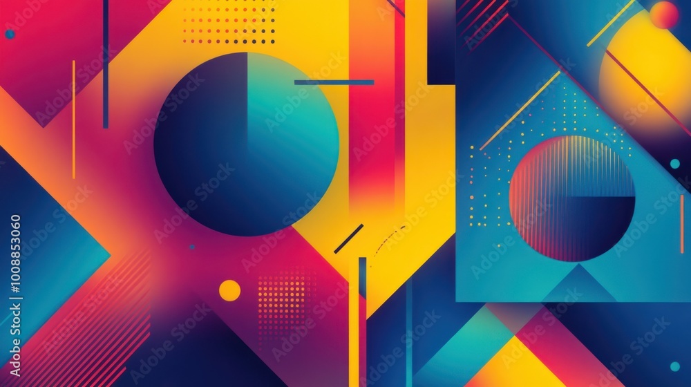 Poster abstract geometric pattern with vibrant colors and shapes