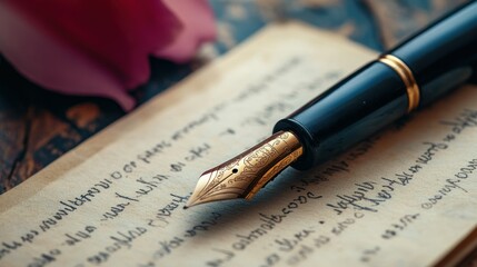 A Golden-Trimmed Fountain Pen Resting on a Handwritten Letter