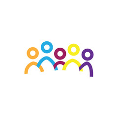 five people human family team together unity beautiful colorful icon vector logo