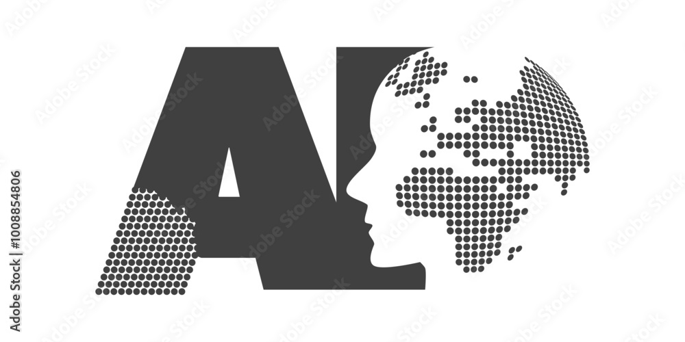 Poster black and white machine learning, artificial intelligence, cloud computing and global networks desig