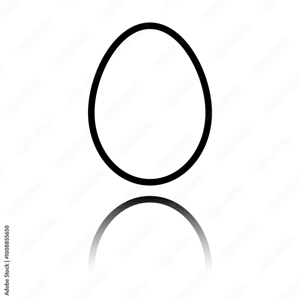 Poster egg simple icon vector. flat design. black icon with mirror reflection. white background