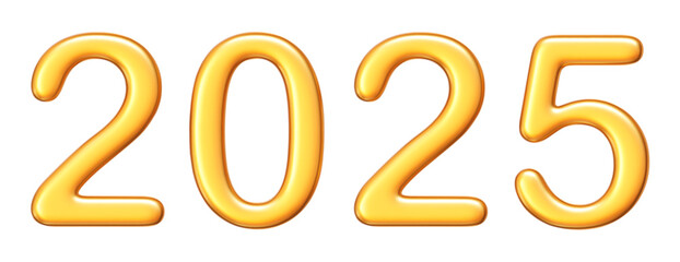 3d 2025 New Year gold numbers. Party celebration decoration, carnival, celebration. Stock vector illustration on isolated background.