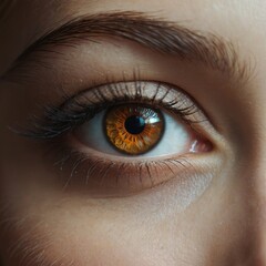 Fototapeta premium Close up of a beautiful female eye, brown in color