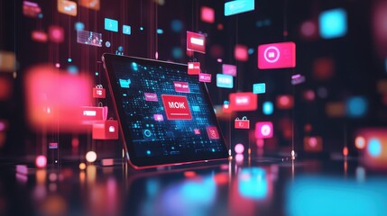 Fototapeta premium Technology, Innovation, and Connectivity: A Digital Landscape