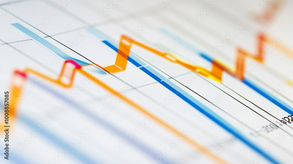 Aufkleber abstract graph with colorful lines and data points