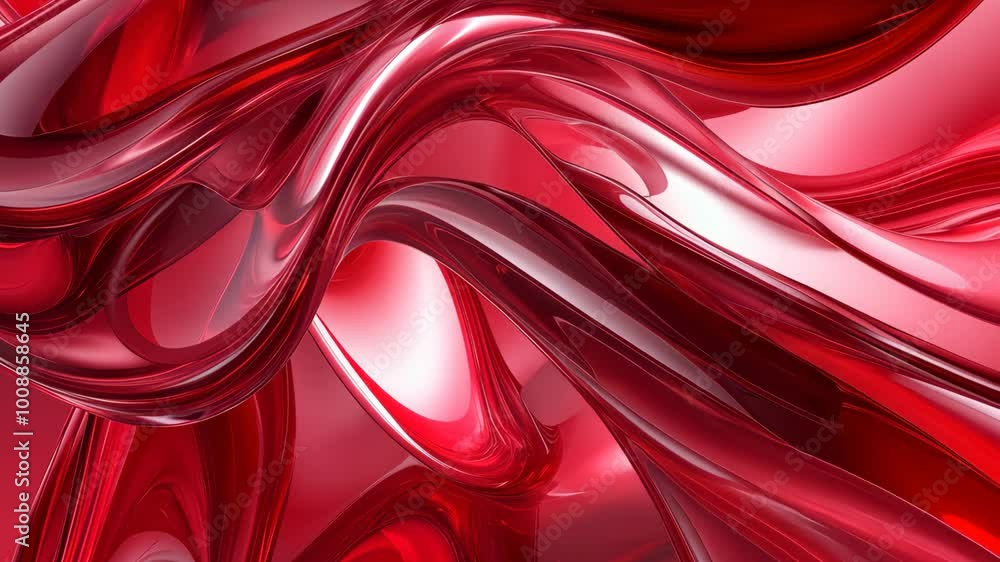 Poster gracefully morphing shapes of red liquid creating dynamic visuals