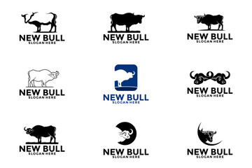 Set of Bull Logo Design Inspiration, bull logo design inspiration, bull vector illustration collections