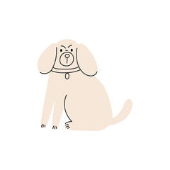 Cute Dogs illustration in doodle style. Outline hand drawn print. Pet, animals