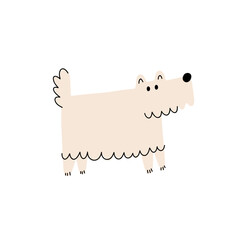 Cute Dogs illustration in doodle style. Outline hand drawn print. Pet, animals