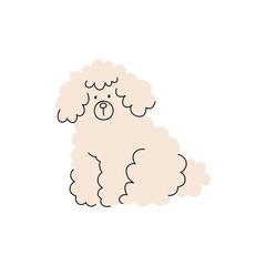 Cute Dogs illustration in doodle style. Outline hand drawn print. Pet, animals