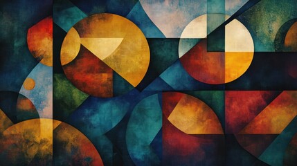 Abstract Geometric Composition with Overlapping Circles and Triangles