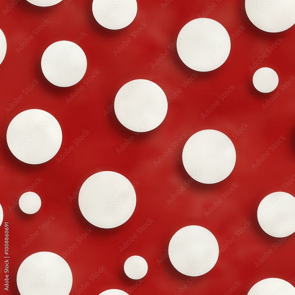 Poster a vibrant abstract pattern featuring white circles on a bold red background. perfect for design proj