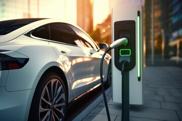 Fototapeta premium Electric car vehicle wheel transportation.