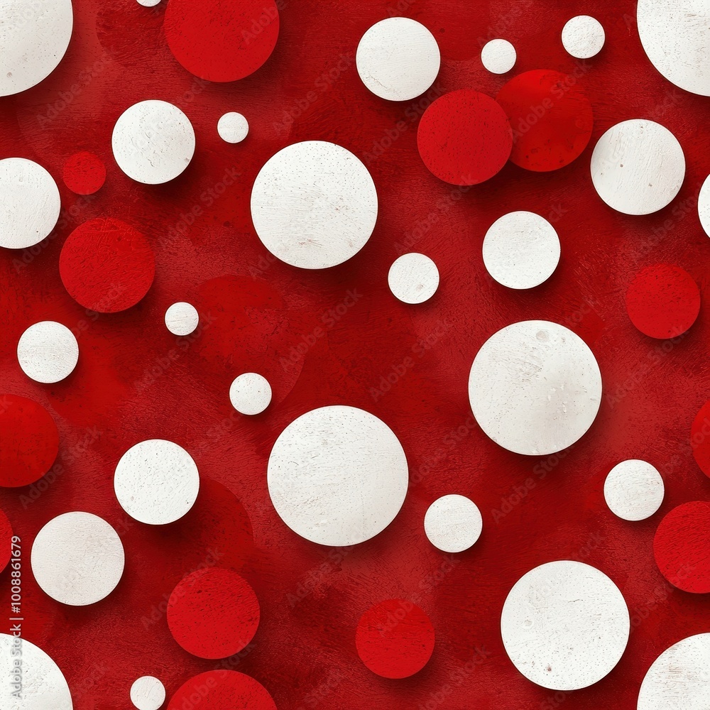 Poster this vibrant abstract design features a playful arrangement of red and white circles on a textured b