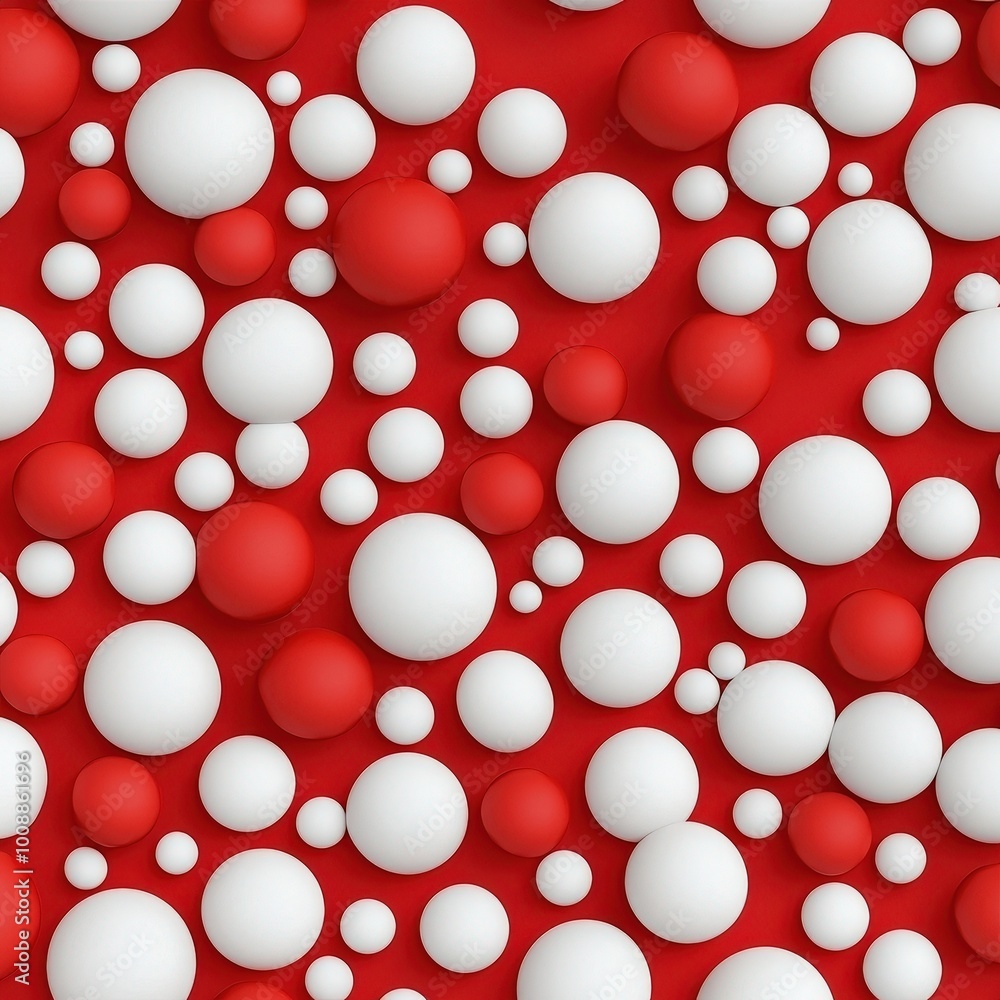 Aufkleber a vibrant red and white abstract background featuring a dynamic pattern of spheres. ideal for festiv