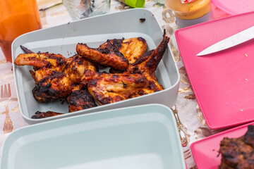 Different types of meat on the outdoor grill