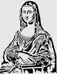 Portrait Mona Lisa black and white vector cmyk ready for print