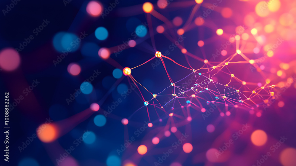 Poster big data concept. digital neural network. introduction of artificial intelligence. cyberspace of fut