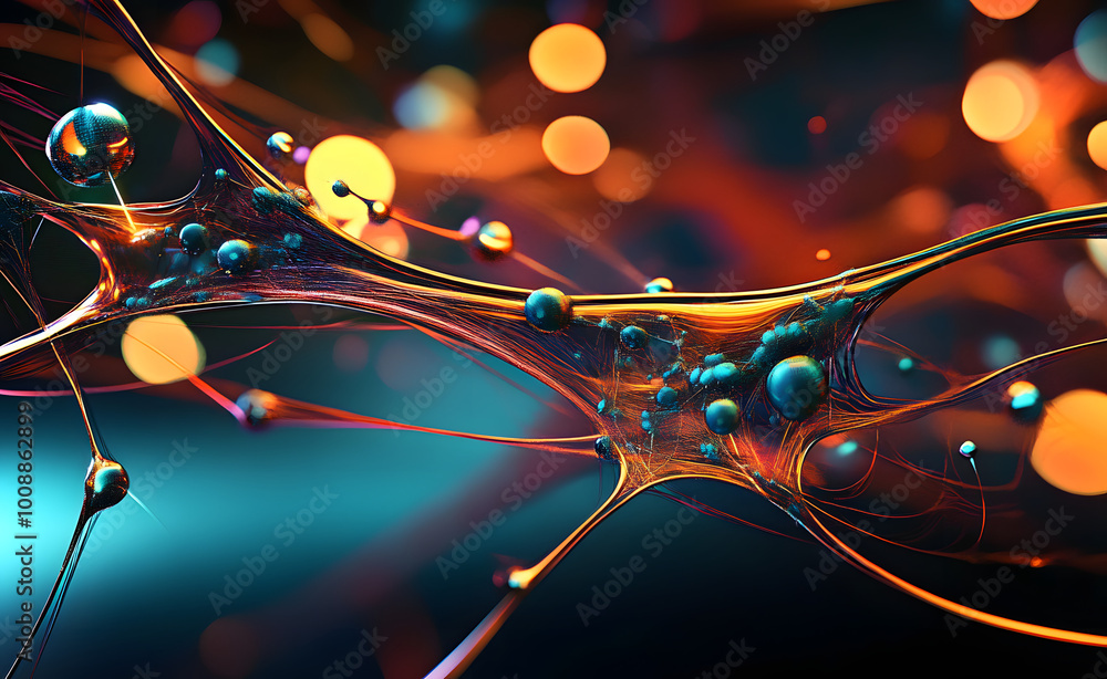 Poster abstract cyber network, synthetic mind and artificial intelligence. neural network and big data anal