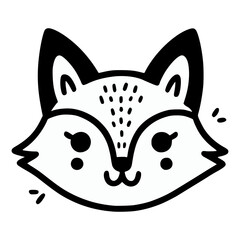 cartoon fox head wild animal cartoon doodle hand drawn vector illustration template design