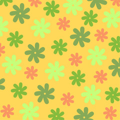 Flowers pattern. Colorful floral post card. Vintage style flower cartoon illustration collection. Element bundle, spring season nature  with flowers.