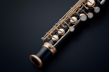Naklejka premium Detailed close-up of a beautifully crafted saxophone against a dark background highlighting its keys and intricate design