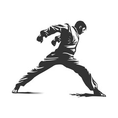 Martial Art Karate Action Pose black color vector illustration
