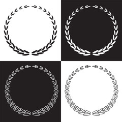 Laurel wreath silhouette vector collection with white and black Background . Vector Illustration. EPS 10