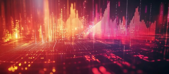 Fototapeta premium Abstract technology background with lines, dots, and glowing lig