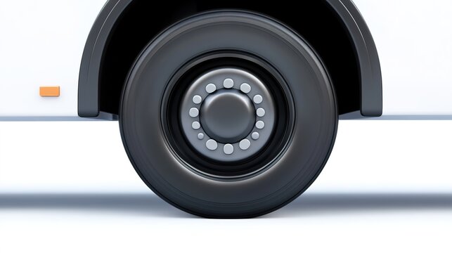 Front View of a Bus Wheel Isolated on a White Background,This image showcases the front view of a bus wheel, highlighting its robust design and intricate details. The wheel is set against a clean whi