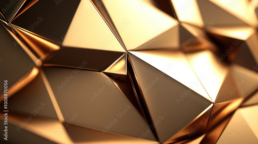 Poster abstract gold triangular pattern with shiny surface
