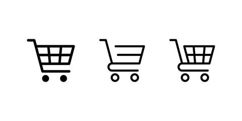Shopping cart line icon set vector illustration.