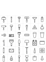 Black and white painting tools line icon