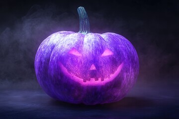 Scary Purple Halloween Pumpkins -spooky night background
