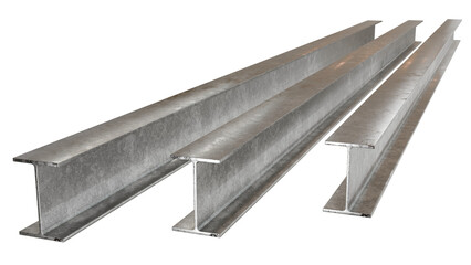  Three parallel H-beams, showcasing their structural strength and potential for supporting large loads in various construction projects.
