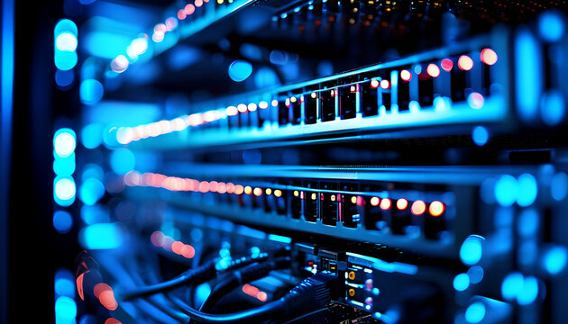 server rack in a data center