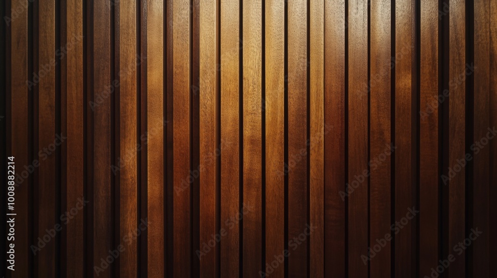 Poster a textured wooden panel featuring vertical lines and a warm brown hue, creating a natural and rustic