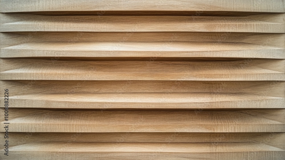 Aufkleber A close-up view of a textured wooden surface displaying horizontal grooves, creating a visually appealing pattern and depth.