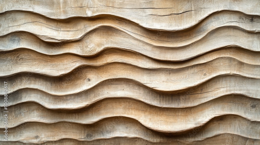 Poster a textured surface featuring repetitive wave-like patterns, presenting a natural, organic aesthetic 