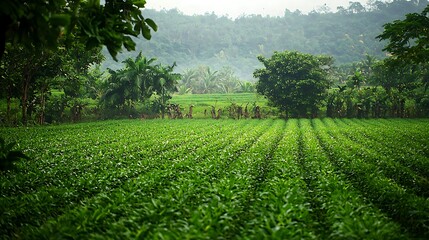 Organic Farming Practices in Lush Green Field for Sustainable Agriculture