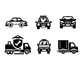 Set of Car silhouette vector icons