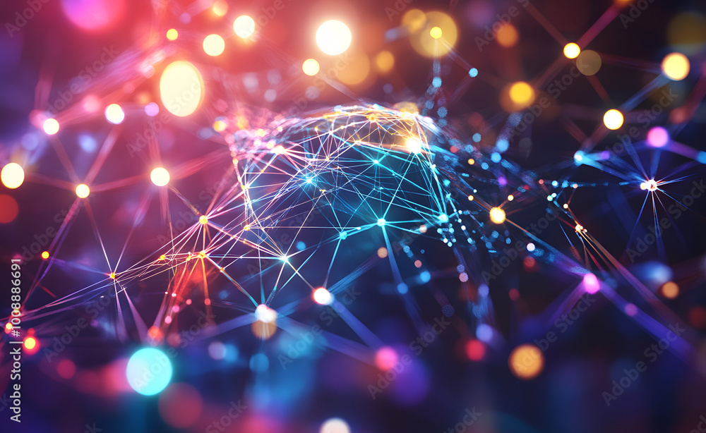 Poster artificial neural network. big data concept. artificial intelligence in the technology of the future