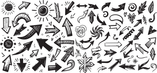 Isolated vector arrows, hand drawn vector illustration