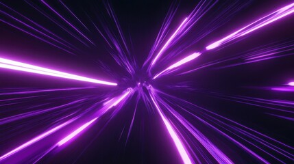 Abstract purple light rays background, a space-time tunnel effect, the speed of light. Abstract futuristic neon background.